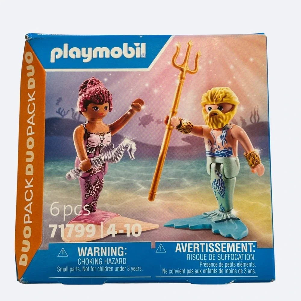 Playmobil Duo Pack Set 71799 Mermaid Merman Figures Seahorse‎ Trident New Box
